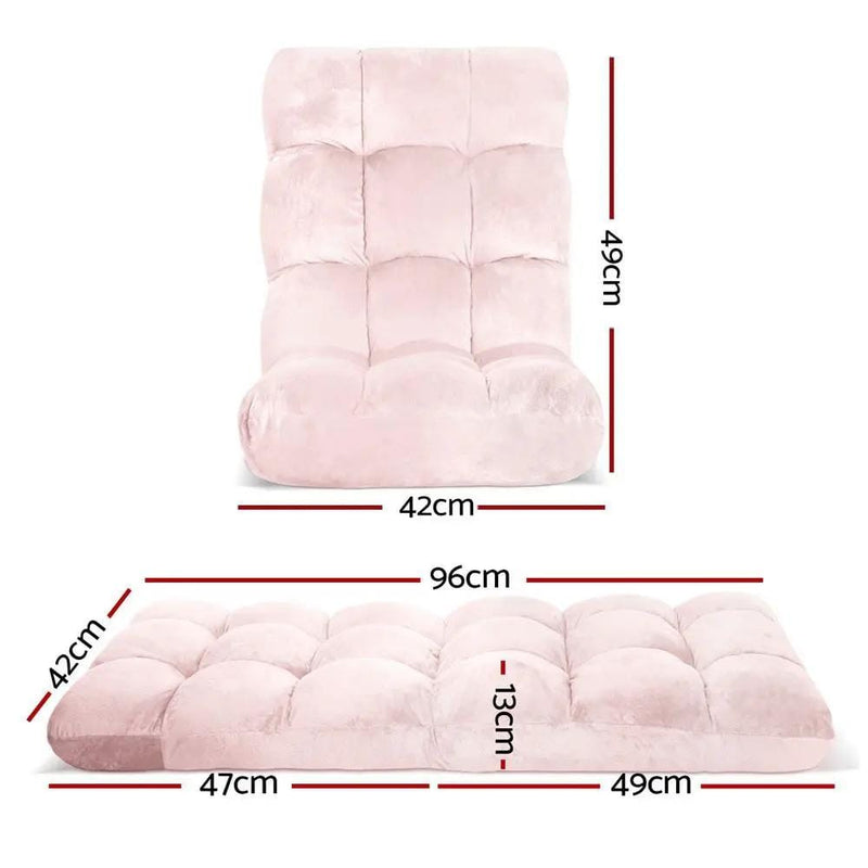 SportZone.co.nz Furniture > Bar Stools & Chairs > Arm Chairs & Recliners Artiss Floor Lounge Sofa Bed Flannel Fabric Pink Artiss Floor Lounge Sofa Bed Flannel Fabric Pink