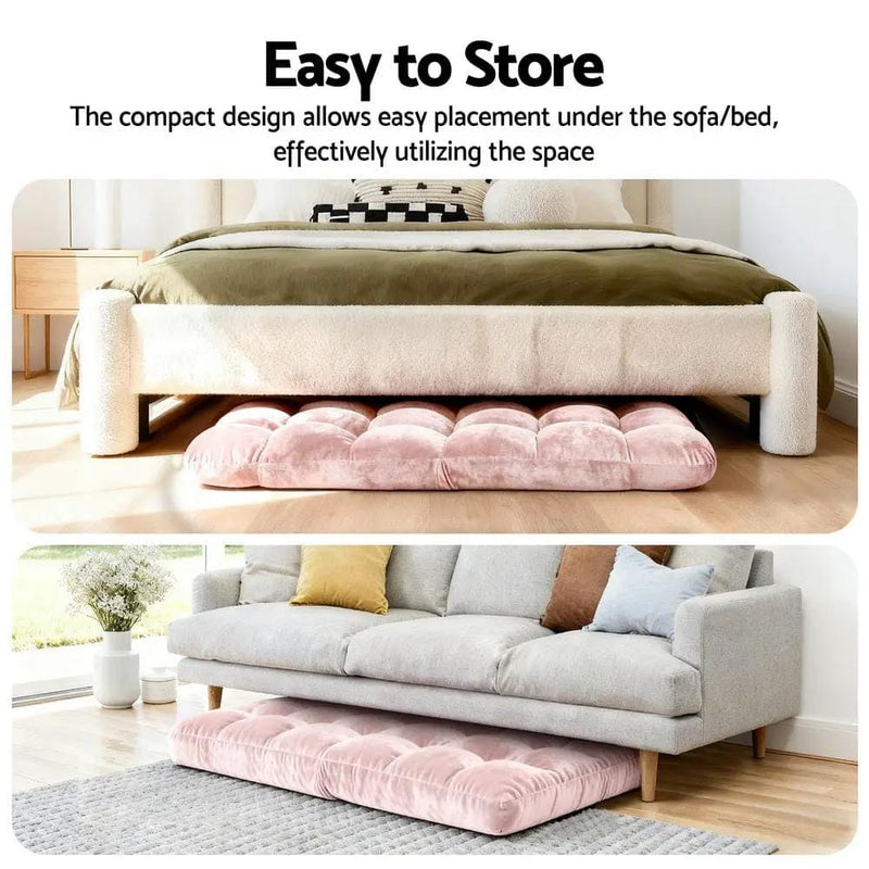 SportZone.co.nz Furniture > Bar Stools & Chairs > Arm Chairs & Recliners Artiss Floor Lounge Sofa Bed Flannel Fabric Pink Artiss Floor Lounge Sofa Bed Flannel Fabric Pink