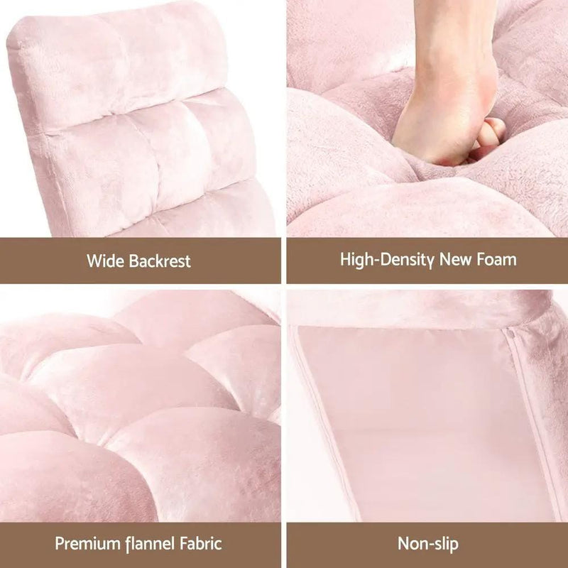 SportZone.co.nz Furniture > Bar Stools & Chairs > Arm Chairs & Recliners Artiss Floor Lounge Sofa Bed Flannel Fabric Pink Artiss Floor Lounge Sofa Bed Flannel Fabric Pink