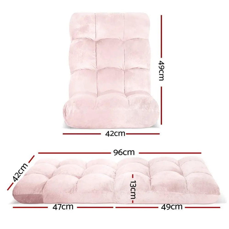 SportZone.co.nz Furniture > Bar Stools & Chairs > Arm Chairs & Recliners Artiss Floor Lounge Sofa Bed Flannel Fabric Pink Artiss Floor Lounge Sofa Bed Flannel Fabric Pink