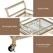 SportZone.co.nz Furniture > Dining > Kitchen & Dining Trolleys Artiss Kitchen Island Cart Trolley Rolling Serving Storage Wine Glass 43cm Gold Artiss Kitchen Island Cart Trolley Rolling Serving Storage Wine Glass 43cm Gold