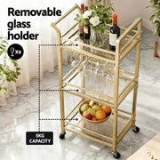 SportZone.co.nz Furniture > Dining > Kitchen & Dining Trolleys Artiss Kitchen Island Cart Trolley Rolling Serving Storage Wine Glass 43cm Gold Artiss Kitchen Island Cart Trolley Rolling Serving Storage Wine Glass 43cm Gold