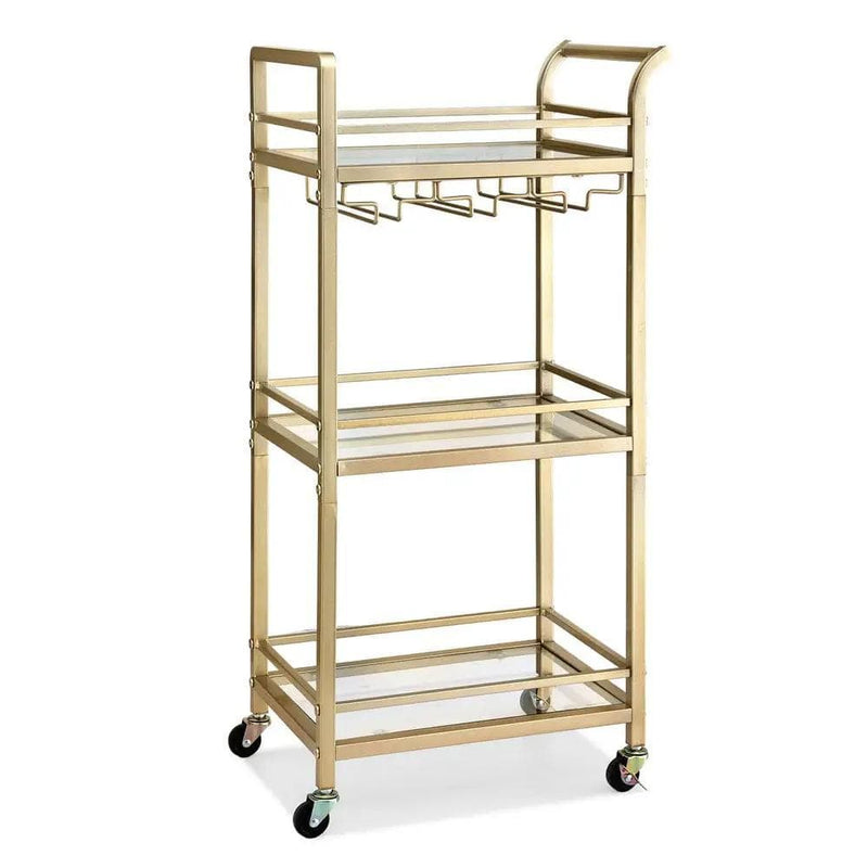 SportZone.co.nz Furniture > Dining > Kitchen & Dining Trolleys Artiss Kitchen Island Cart Trolley Rolling Serving Storage Wine Glass 43cm Gold Artiss Kitchen Island Cart Trolley Rolling Serving Storage Wine Glass 43cm Gold