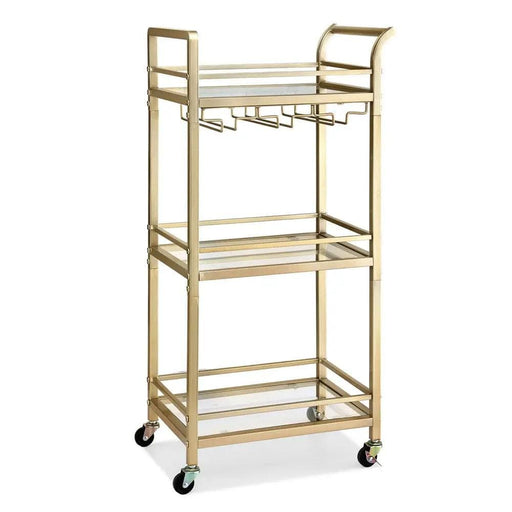 SportZone.co.nz Furniture > Dining > Kitchen & Dining Trolleys Artiss Kitchen Island Cart Trolley Rolling Serving Storage Wine Glass 43cm Gold Artiss Kitchen Island Cart Trolley Rolling Serving Storage Wine Glass 43cm Gold