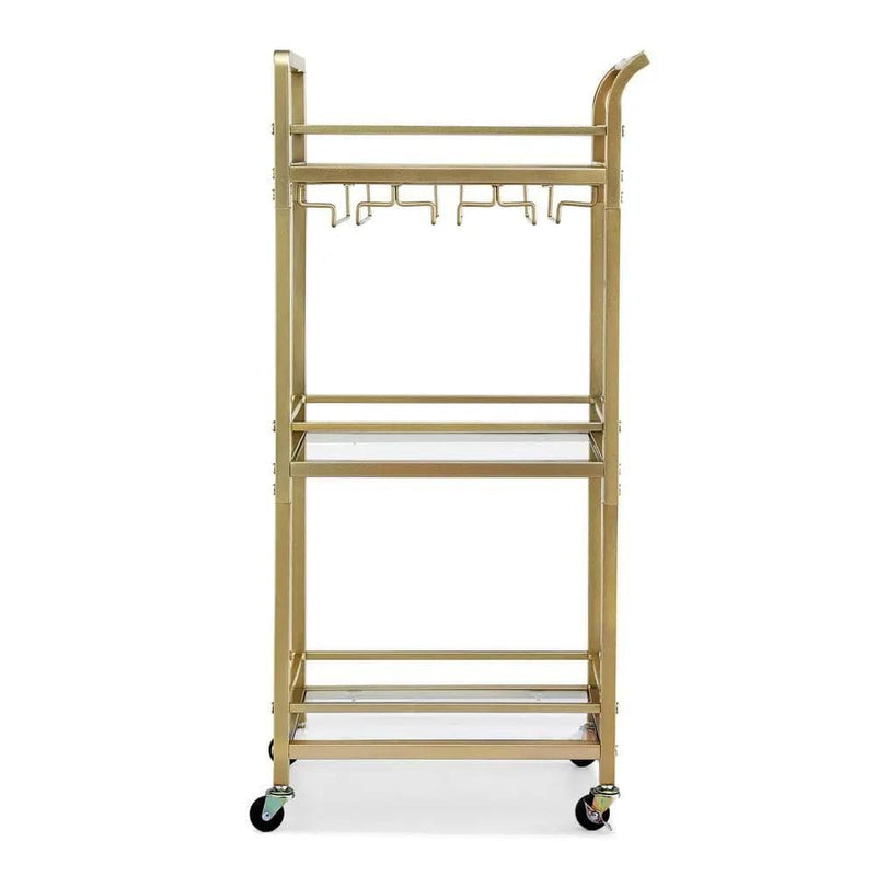 SportZone.co.nz Furniture > Dining > Kitchen & Dining Trolleys Artiss Kitchen Island Cart Trolley Rolling Serving Storage Wine Glass 43cm Gold Artiss Kitchen Island Cart Trolley Rolling Serving Storage Wine Glass 43cm Gold