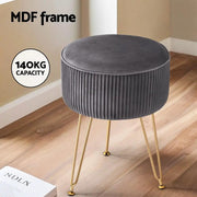 SportZone.co.nz Furniture > Living Room > Ottomans & Footstools Artiss Ottoman Foot Stool Vanity Velvet Round Grey Artiss Ottoman Foot Stool Vanity Velvet Round Grey
