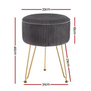 SportZone.co.nz Furniture > Living Room > Ottomans & Footstools Artiss Ottoman Foot Stool Vanity Velvet Round Grey Artiss Ottoman Foot Stool Vanity Velvet Round Grey