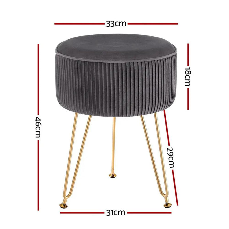 SportZone.co.nz Furniture > Living Room > Ottomans & Footstools Artiss Ottoman Foot Stool Vanity Velvet Round Grey Artiss Ottoman Foot Stool Vanity Velvet Round Grey