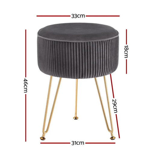 SportZone.co.nz Furniture > Living Room > Ottomans & Footstools Artiss Ottoman Foot Stool Vanity Velvet Round Grey Artiss Ottoman Foot Stool Vanity Velvet Round Grey