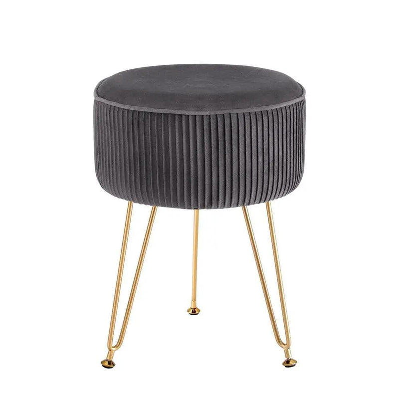 SportZone.co.nz Furniture > Living Room > Ottomans & Footstools Artiss Ottoman Foot Stool Vanity Velvet Round Grey Artiss Ottoman Foot Stool Vanity Velvet Round Grey