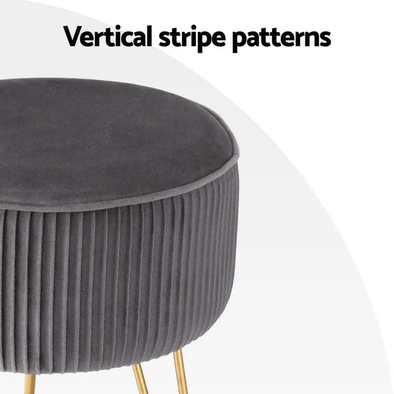SportZone.co.nz Furniture > Living Room > Ottomans & Footstools Artiss Ottoman Foot Stool Vanity Velvet Round Grey Artiss Ottoman Foot Stool Vanity Velvet Round Grey