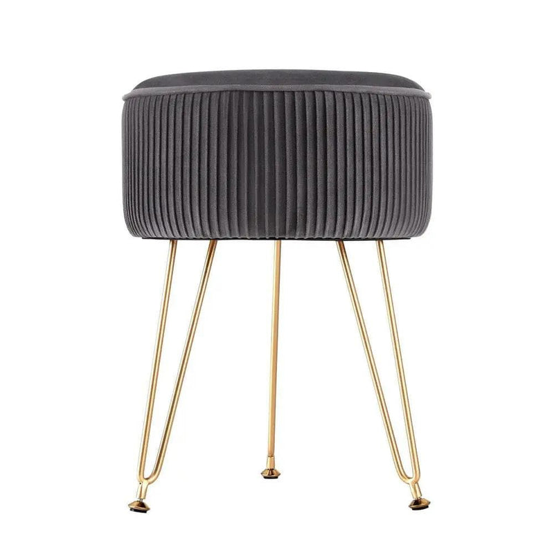 SportZone.co.nz Furniture > Living Room > Ottomans & Footstools Artiss Ottoman Foot Stool Vanity Velvet Round Grey Artiss Ottoman Foot Stool Vanity Velvet Round Grey