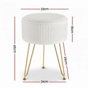 SportZone.co.nz Furniture > Living Room > Ottomans & Footstools Artiss Ottoman Foot Stool Vanity Velvet Round White Artiss Ottoman Foot Stool Vanity Velvet Round White