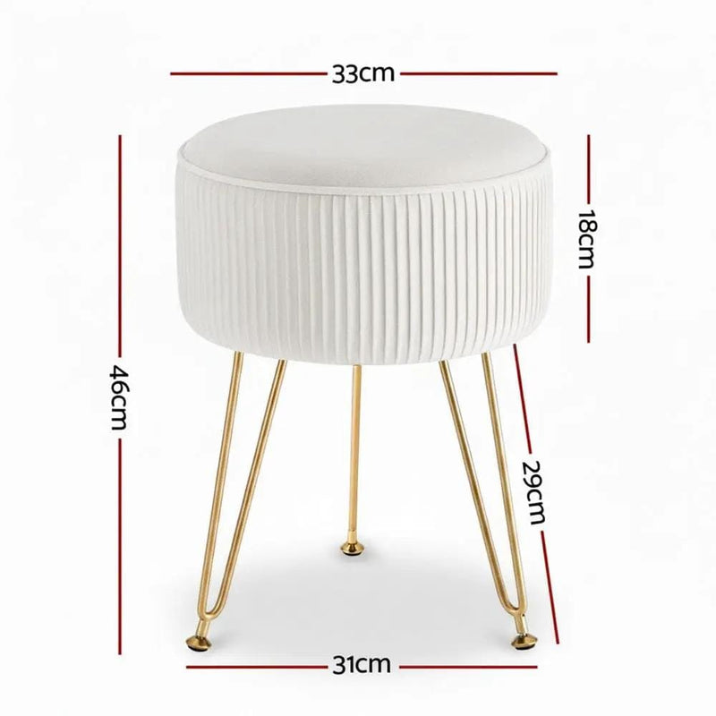 SportZone.co.nz Furniture > Living Room > Ottomans & Footstools Artiss Ottoman Foot Stool Vanity Velvet Round White Artiss Ottoman Foot Stool Vanity Velvet Round White