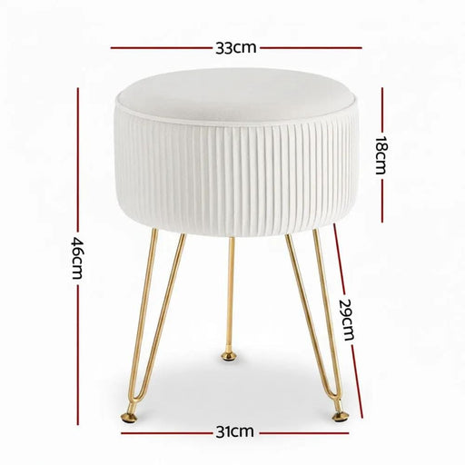 SportZone.co.nz Furniture > Living Room > Ottomans & Footstools Artiss Ottoman Foot Stool Vanity Velvet Round White Artiss Ottoman Foot Stool Vanity Velvet Round White