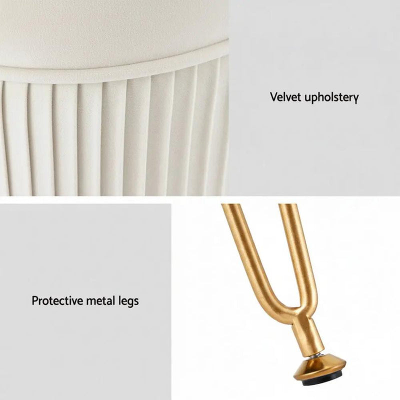 SportZone.co.nz Furniture > Living Room > Ottomans & Footstools Artiss Ottoman Foot Stool Vanity Velvet Round White Artiss Ottoman Foot Stool Vanity Velvet Round White