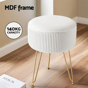 SportZone.co.nz Furniture > Living Room > Ottomans & Footstools Artiss Ottoman Foot Stool Vanity Velvet Round White Artiss Ottoman Foot Stool Vanity Velvet Round White