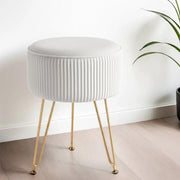 SportZone.co.nz Furniture > Living Room > Ottomans & Footstools Artiss Ottoman Foot Stool Vanity Velvet Round White Artiss Ottoman Foot Stool Vanity Velvet Round White
