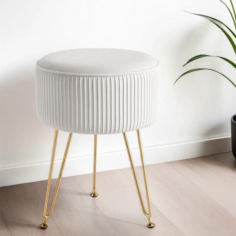 SportZone.co.nz Furniture > Living Room > Ottomans & Footstools Artiss Ottoman Foot Stool Vanity Velvet Round White Artiss Ottoman Foot Stool Vanity Velvet Round White