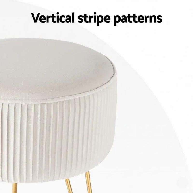 SportZone.co.nz Furniture > Living Room > Ottomans & Footstools Artiss Ottoman Foot Stool Vanity Velvet Round White Artiss Ottoman Foot Stool Vanity Velvet Round White