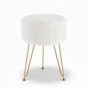 SportZone.co.nz Furniture > Living Room > Ottomans & Footstools Artiss Ottoman Foot Stool Vanity Velvet Round White Artiss Ottoman Foot Stool Vanity Velvet Round White