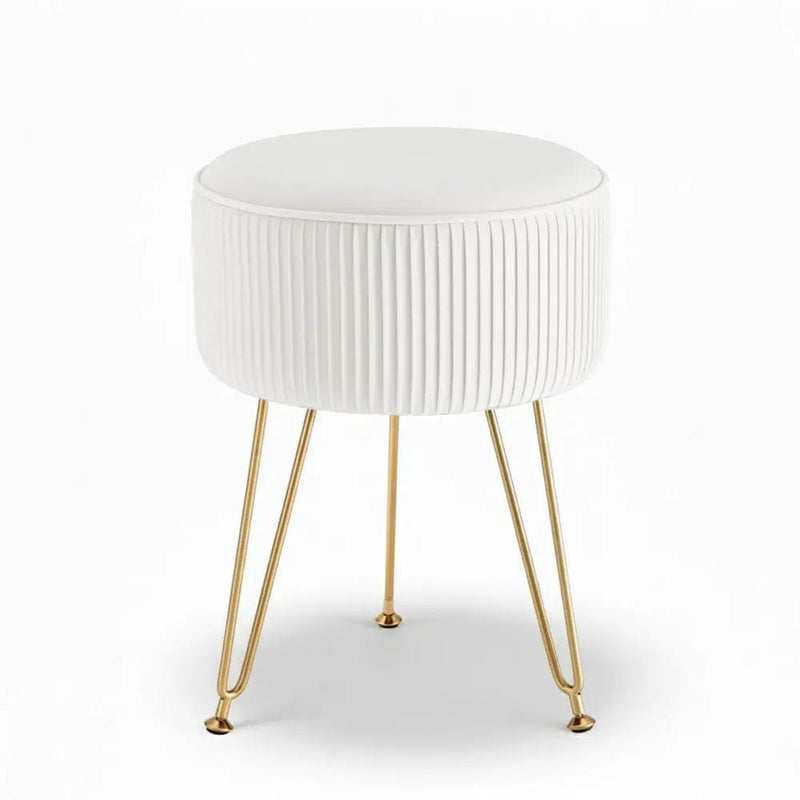 SportZone.co.nz Furniture > Living Room > Ottomans & Footstools Artiss Ottoman Foot Stool Vanity Velvet Round White Artiss Ottoman Foot Stool Vanity Velvet Round White