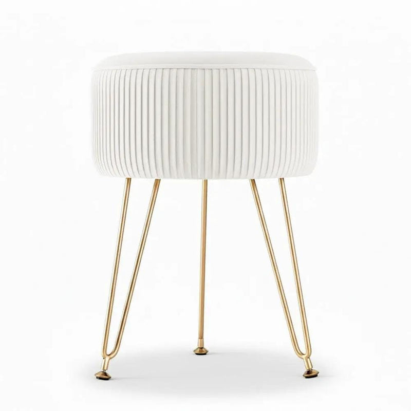 SportZone.co.nz Furniture > Living Room > Ottomans & Footstools Artiss Ottoman Foot Stool Vanity Velvet Round White Artiss Ottoman Foot Stool Vanity Velvet Round White
