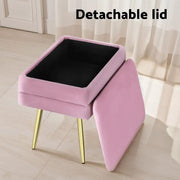 SportZone.co.nz Furniture > Living Room Artiss Ottoman Storage Foot Stool Vanity Velvet Pink Artiss Ottoman Storage Foot Stool Vanity Velvet Pink