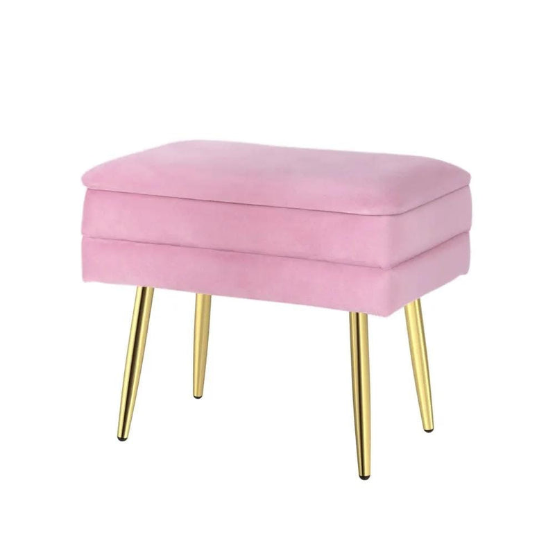 SportZone.co.nz Furniture > Living Room Artiss Ottoman Storage Foot Stool Vanity Velvet Pink Artiss Ottoman Storage Foot Stool Vanity Velvet Pink