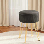 SportZone.co.nz Furniture > Living Room > Ottomans & Footstools Artiss Ottoman Storage Foot Stool Vanity Velvet Round Grey Artiss Ottoman Storage Foot Stool Vanity Velvet Round Grey