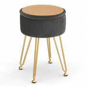 SportZone.co.nz Furniture > Living Room > Ottomans & Footstools Artiss Ottoman Storage Foot Stool Vanity Velvet Round Grey Artiss Ottoman Storage Foot Stool Vanity Velvet Round Grey