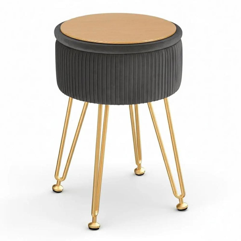SportZone.co.nz Furniture > Living Room > Ottomans & Footstools Artiss Ottoman Storage Foot Stool Vanity Velvet Round Grey Artiss Ottoman Storage Foot Stool Vanity Velvet Round Grey