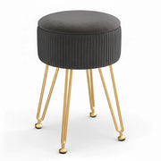SportZone.co.nz Furniture > Living Room > Ottomans & Footstools Artiss Ottoman Storage Foot Stool Vanity Velvet Round Grey Artiss Ottoman Storage Foot Stool Vanity Velvet Round Grey