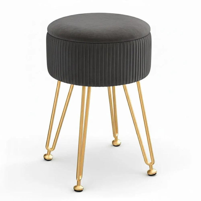 SportZone.co.nz Furniture > Living Room > Ottomans & Footstools Artiss Ottoman Storage Foot Stool Vanity Velvet Round Grey Artiss Ottoman Storage Foot Stool Vanity Velvet Round Grey