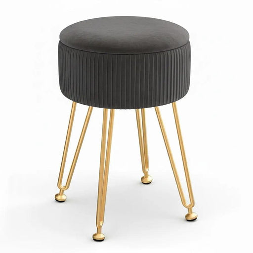 SportZone.co.nz Furniture > Living Room > Ottomans & Footstools Artiss Ottoman Storage Foot Stool Vanity Velvet Round Grey Artiss Ottoman Storage Foot Stool Vanity Velvet Round Grey