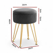 SportZone.co.nz Furniture > Living Room > Ottomans & Footstools Artiss Ottoman Storage Foot Stool Vanity Velvet Round Grey Artiss Ottoman Storage Foot Stool Vanity Velvet Round Grey