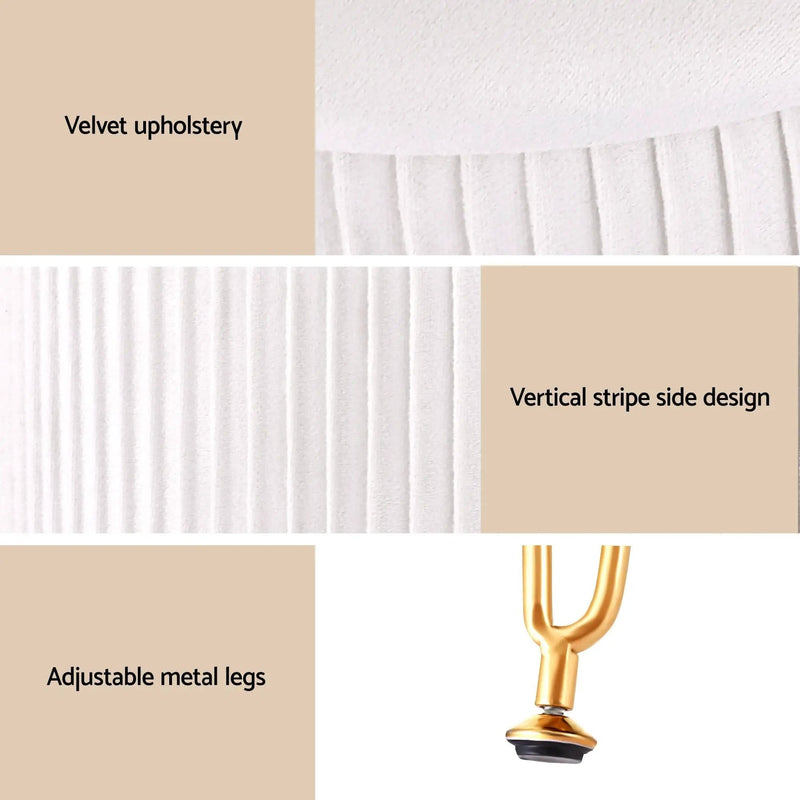 SportZone.co.nz Furniture > Living Room > Ottomans & Footstools Artiss Ottoman Storage Foot Stool Vanity Velvet Round White Artiss Ottoman Storage Foot Stool Vanity Velvet Round White