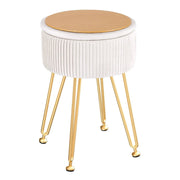 SportZone.co.nz Furniture > Living Room > Ottomans & Footstools Artiss Ottoman Storage Foot Stool Vanity Velvet Round White Artiss Ottoman Storage Foot Stool Vanity Velvet Round White