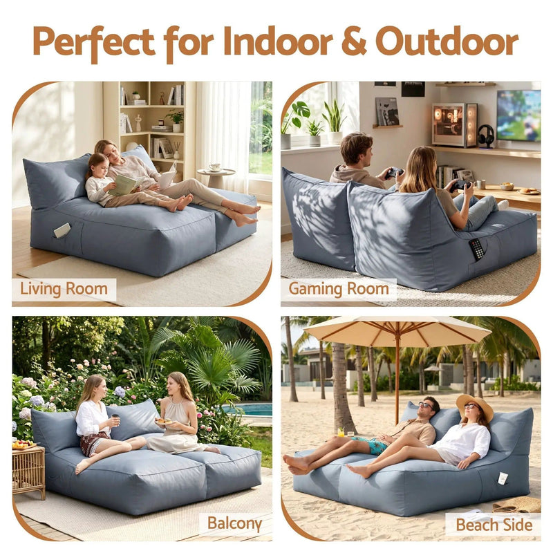 SportZone.co.nz Furniture > Sofas > Sofa Accessories Artiss Outdoor Bean Bag Chair Cover (No Filler) 2 Seater Beanbag Lounge Sofacover Adults Splash-Proof Large Bean Bag Cover for Patio Poolside Relaxing Indoor, Grey Artiss Outdoor Bean Bag Chair Cover (No Filler) 2 Seater Beanbag Lounge Sofacover Adults Splash-Proof Large Bean Bag Cover for Patio Poolside Relaxing Indoor, Grey