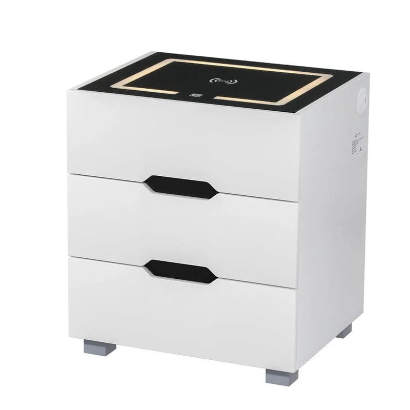SportZone.co.nz Furniture > Bedroom > Bedside Tables Artiss Smart Bedside Table 3 Drawers with Wireless Charging Ports LED White ADAD Artiss Smart Bedside Table 3 Drawers with Wireless Charging Ports LED White ADAD