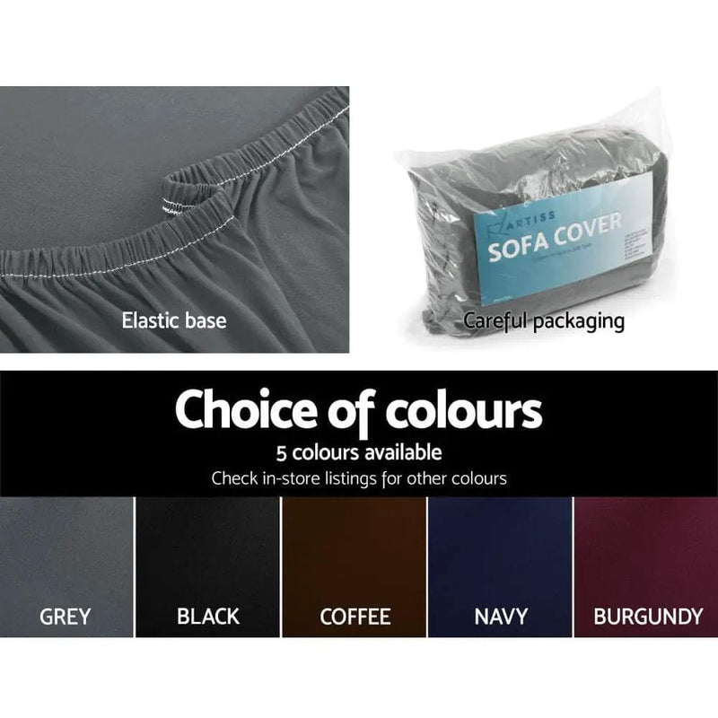 SportZone.co.nz Furniture > Sofas Artiss Sofa Cover Couch Covers 3 Seater Stretch Grey Artiss Sofa Cover Couch Covers 3 Seater Stretch Grey