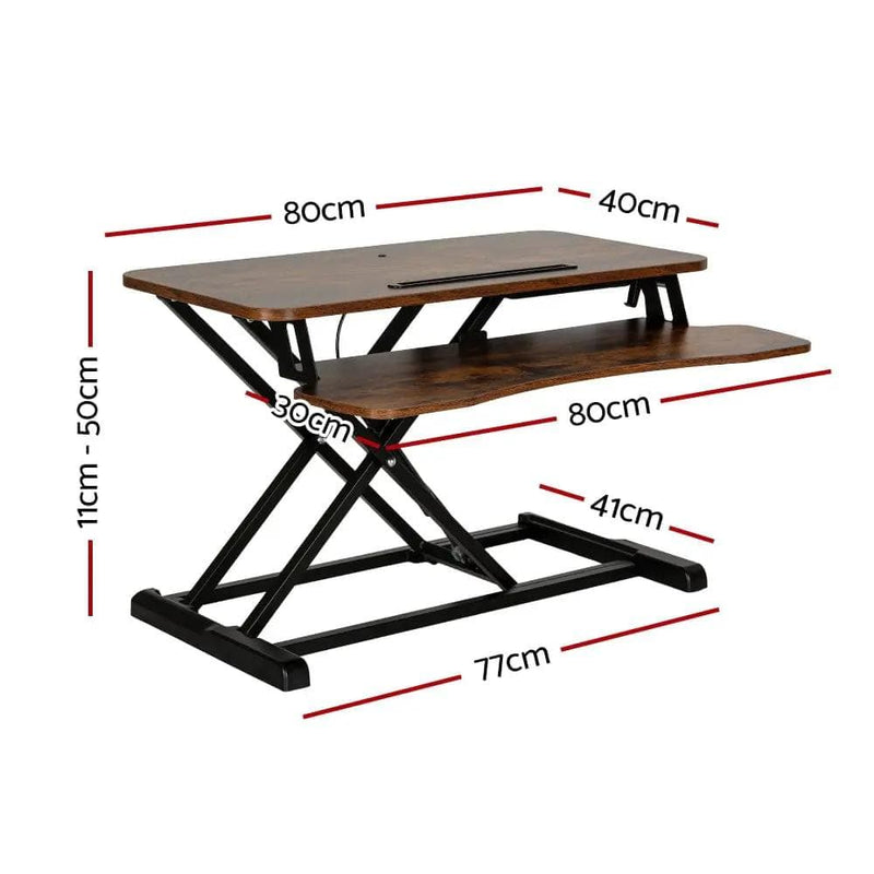 SportZone.co.nz Furniture > Office > Desks Artiss Standing Desk Riser Height Adjustable Rustic Brown 80CM Artiss Standing Desk Riser Height Adjustable Rustic Brown 80CM