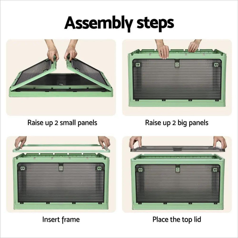 Artiss Storage Box Container Foldable Stackable 5 Sides Open Transparent 140L by SportZone.co.nz