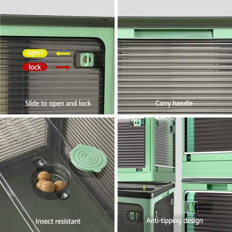 Artiss Storage Box Container Foldable Stackable 5 Sides Open Transparent 140L by SportZone.co.nz