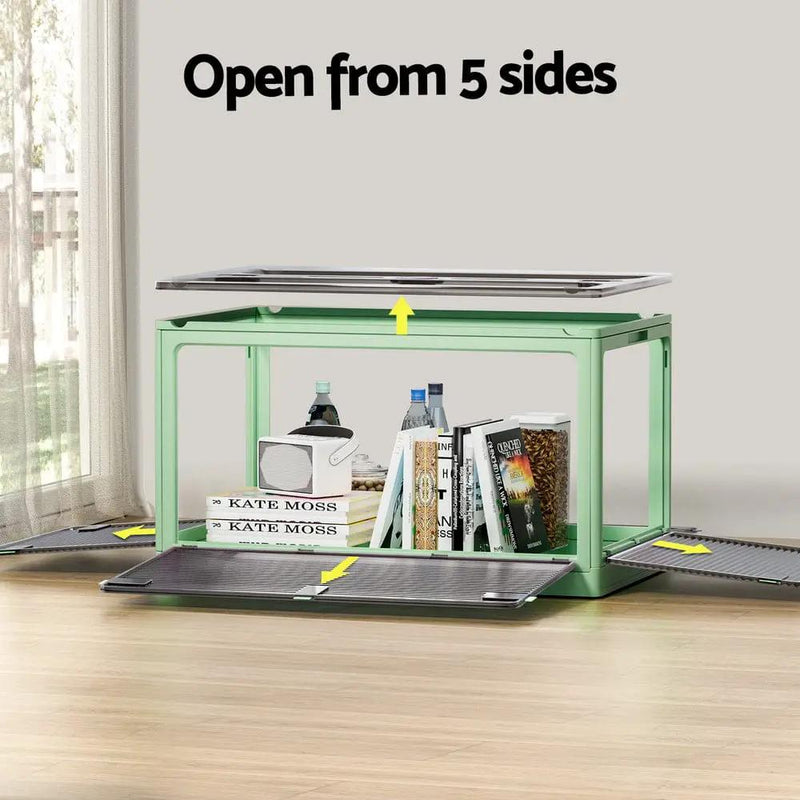 Artiss Storage Box Container Foldable Stackable 5 Sides Open Transparent 140L by SportZone.co.nz