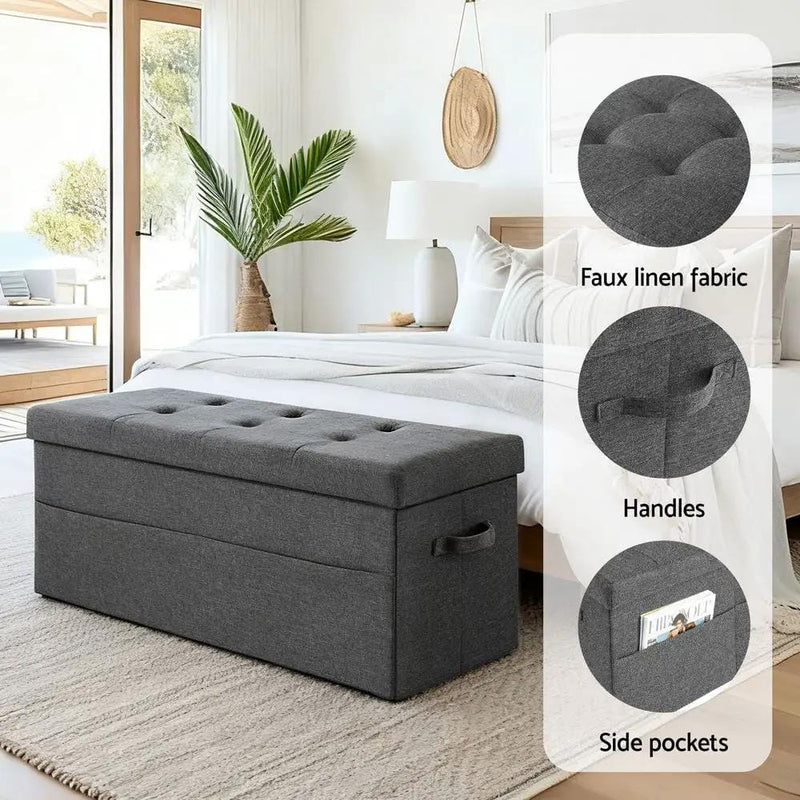 SportZone.co.nz Furniture > Living Room > Ottomans & Footstools Artiss Storage Ottoman Foot Stool Rest Foldable Artiss Storage Ottoman Foot Stool Rest Foldable