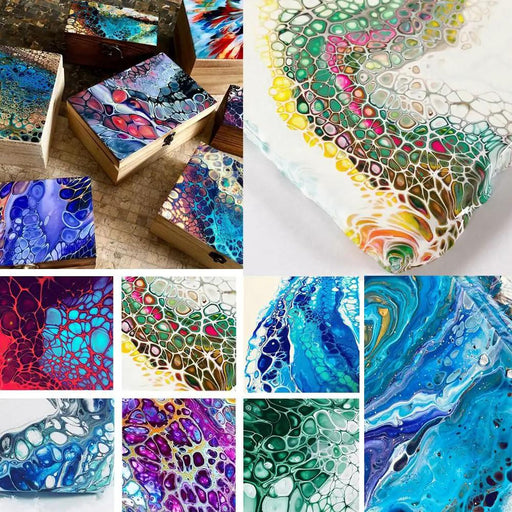 Artmore Fluid Acrylic Paints - Assorted Colors, High Flow Paint, Art Supplies for Pouring on Canvas, Glass, Paper, Wood by Resin Art NZ