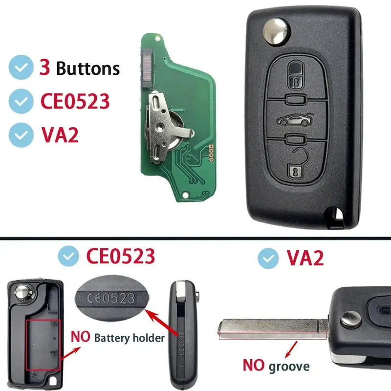 Habicare Flip Remote Car Key HU83 VA2 for Citroen C2–C6 & Peugeot 207–807 Flip Remote Car Key HU83 VA2 for Citroen C2–C6 & Peugeot 207–807