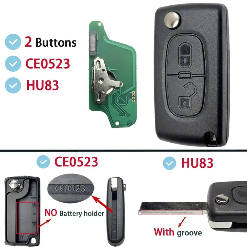 Habicare Flip Remote Car Key HU83 VA2 for Citroen C2–C6 & Peugeot 207–807 Flip Remote Car Key HU83 VA2 for Citroen C2–C6 & Peugeot 207–807