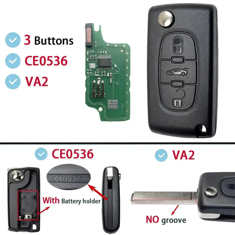 Habicare Flip Remote Car Key HU83 VA2 for Citroen C2–C6 & Peugeot 207–807 Flip Remote Car Key HU83 VA2 for Citroen C2–C6 & Peugeot 207–807